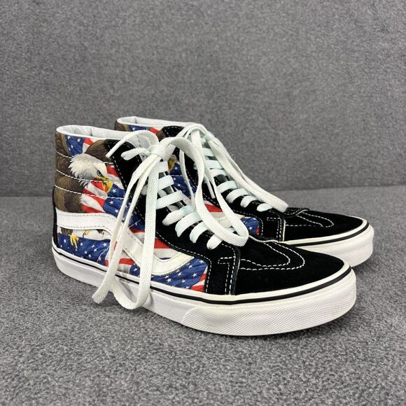 Vans‎ Sk8-Hi Shoes Mens 6.5 Women 8 American Flag Bald Eagle Patriotic High Top - Picture 1 of 16